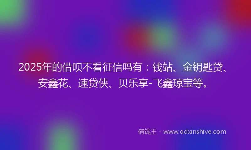 2025年的借呗不看征信吗有：钱站、金钥匙贷、安鑫花、速贷侠、贝乐享-飞鑫琼宝等。