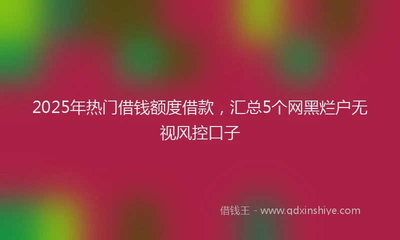 2025年热门借钱额度借款，汇总5个网黑烂户无视风控口子