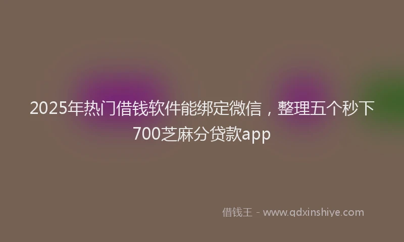 2025年热门借钱软件能绑定微信，整理五个秒下700芝麻分贷款app