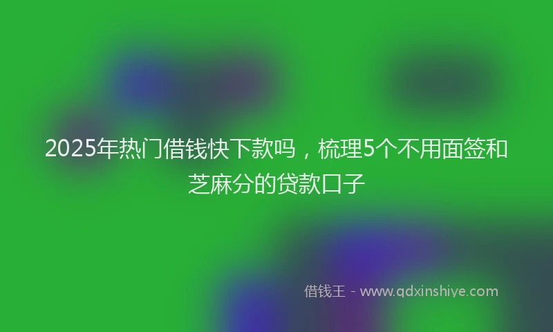 2025年热门借钱快下款吗，梳理5个不用面签和芝麻分的贷款口子