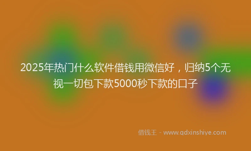 2025年热门什么软件借钱用微信好，归纳5个无视一切包下款5000秒下款的口子