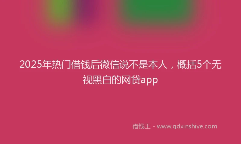 2025年热门借钱后微信说不是本人，概括5个无视黑白的网贷app