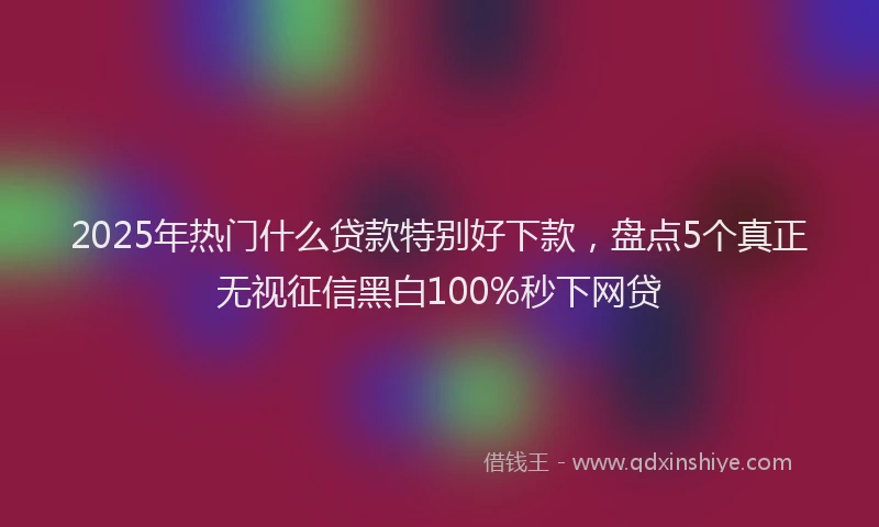 2025年热门什么贷款特别好下款，盘点5个真正无视征信黑白100%秒下网贷