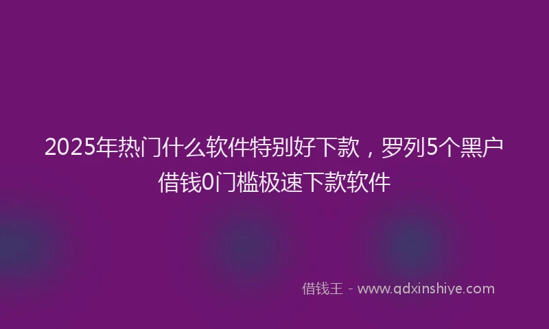2025年热门什么软件特别好下款，罗列5个黑户借钱0门槛极速下款软件
