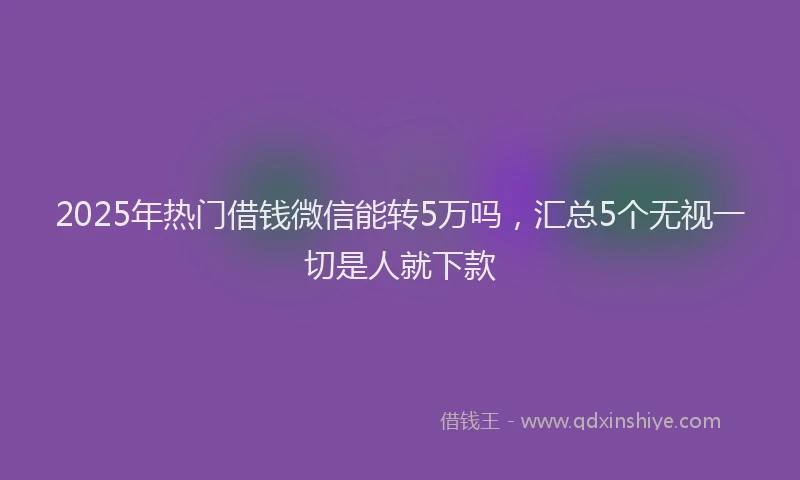 2025年热门借钱微信能转5万吗，汇总5个无视一切是人就下款