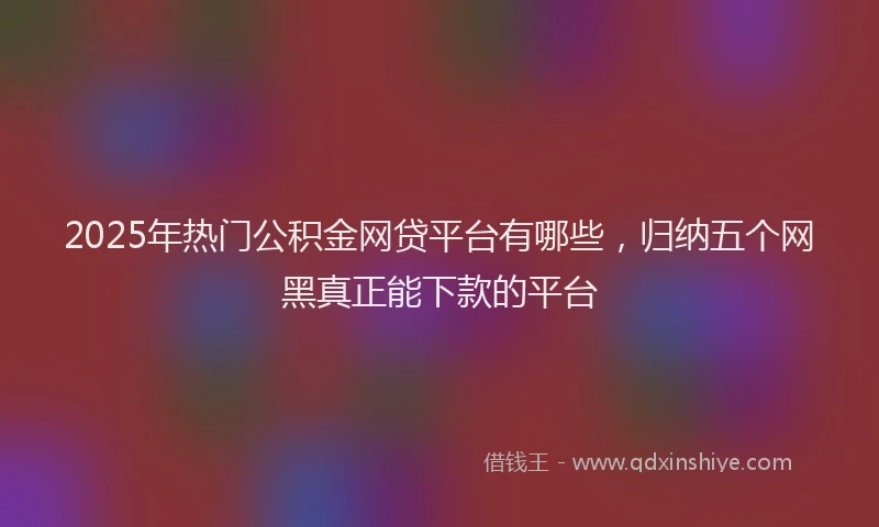 2025年热门公积金网贷平台有哪些，归纳五个网黑真正能下款的平台