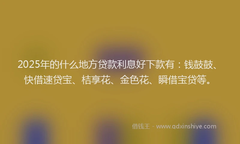 2025年的什么地方贷款利息好下款有：钱鼓鼓、快借速贷宝、桔享花、金色花、瞬借宝贷等。