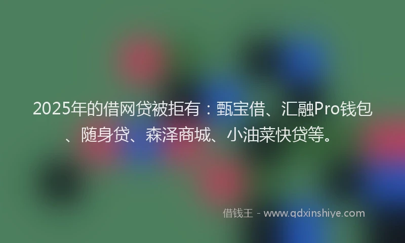 2025年的借网贷被拒有：甄宝借、汇融Pro钱包、随身贷、森泽商城、小油菜快贷等。