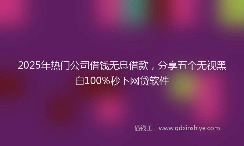 2025年热门公司借钱无息借款，分享五个无视黑白100%秒下网贷软件