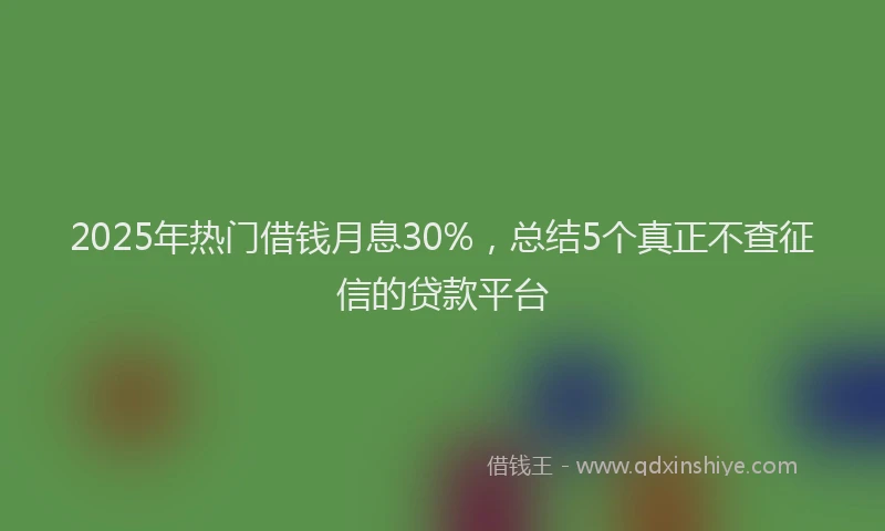 2025年热门借钱月息30%，总结5个真正不查征信的贷款平台
