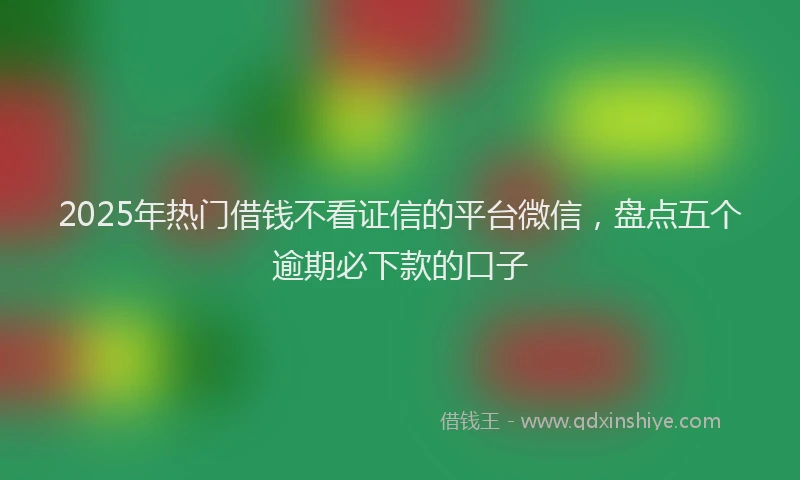 2025年热门借钱不看证信的平台微信，盘点五个逾期必下款的口子
