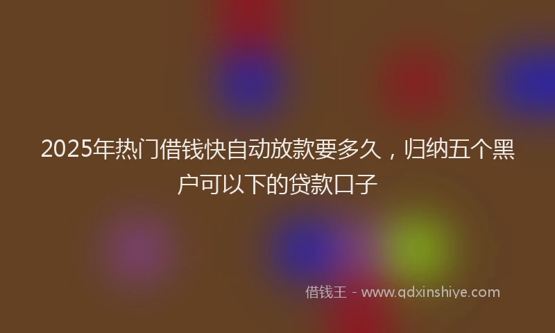 2025年热门借钱快自动放款要多久，归纳五个黑户可以下的贷款口子