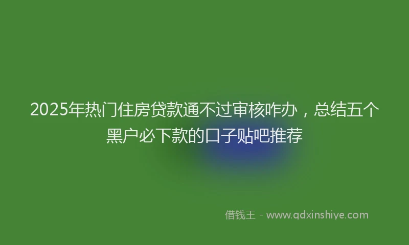 2025年热门住房贷款通不过审核咋办，总结五个黑户必下款的口子贴吧推荐