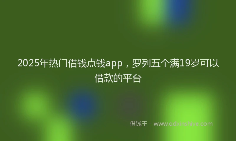2025年热门借钱点钱app，罗列五个满19岁可以借款的平台
