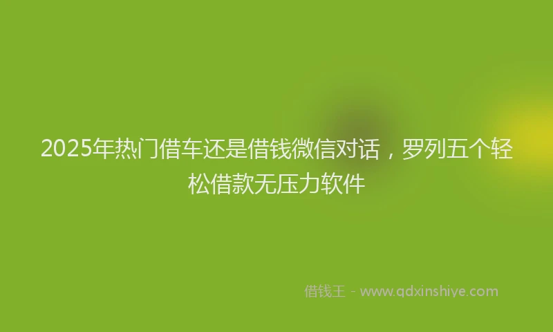 2025年热门借车还是借钱微信对话，罗列五个轻松借款无压力软件
