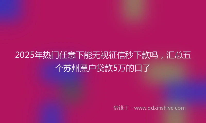 2025年热门任意下能无视征信秒下款吗，汇总五个苏州黑户贷款5万的口子
