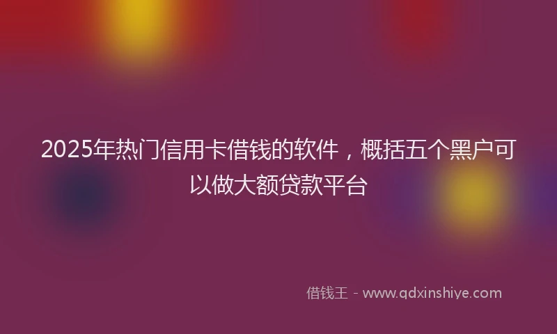 2025年热门信用卡借钱的软件，概括五个黑户可以做大额贷款平台