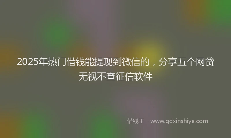 2025年热门借钱能提现到微信的，分享五个网贷无视不查征信软件