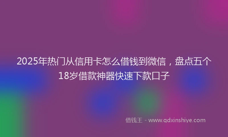 2025年热门从信用卡怎么借钱到微信，盘点五个18岁借款神器快速下款口子