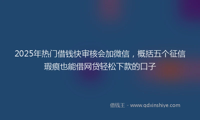 2025年热门借钱快审核会加微信，概括五个征信瑕疵也能借网贷轻松下款的口子