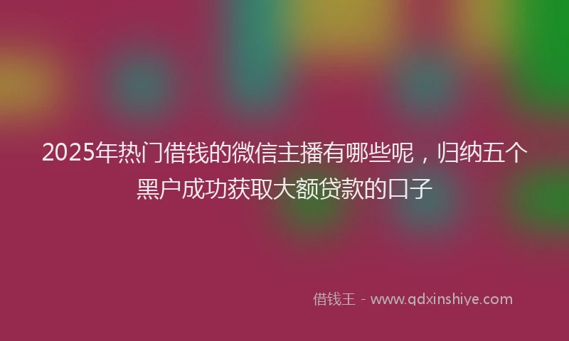 2025年热门借钱的微信主播有哪些呢，归纳五个黑户成功获取大额贷款的口子