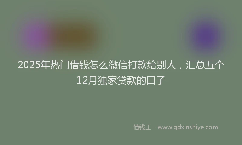 2025年热门借钱怎么微信打款给别人，汇总五个12月独家贷款的口子