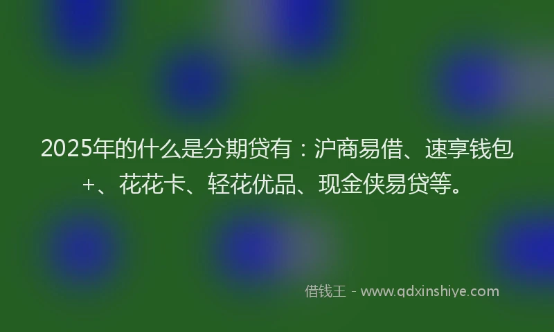 2025年的什么是分期贷有：沪商易借、速享钱包+、花花卡、轻花优品、现金侠易贷等。