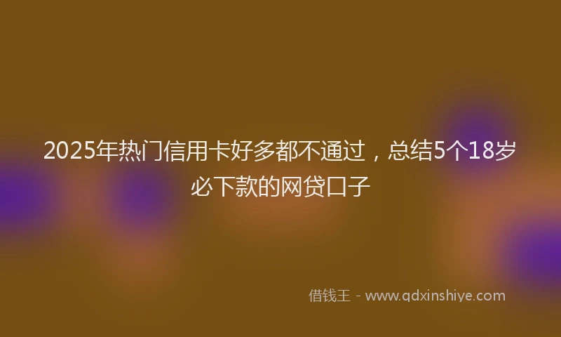 2025年热门信用卡好多都不通过，总结5个18岁必下款的网贷口子