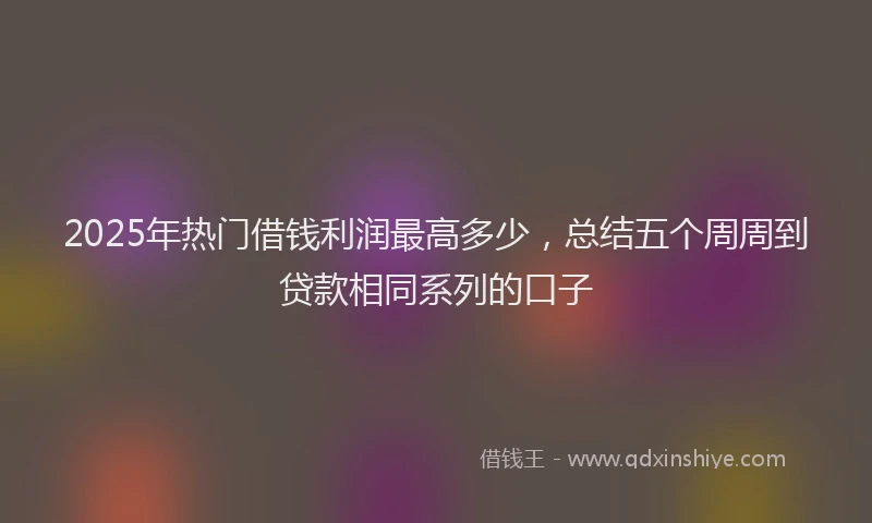 2025年热门借钱利润最高多少，总结五个周周到贷款相同系列的口子