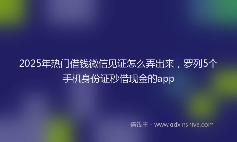 2025年热门借钱微信见证怎么弄出来，罗列5个手机身份证秒借现金的app