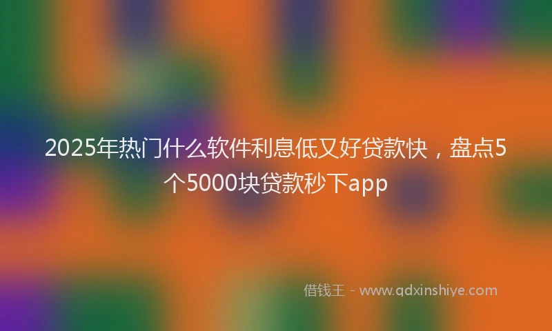 2025年热门什么软件利息低又好贷款快，盘点5个5000块贷款秒下app