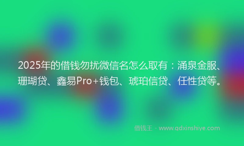 2025年的借钱勿扰微信名怎么取有：涌泉金服、珊瑚贷、鑫易Pro+钱包、琥珀信贷、任性贷等。