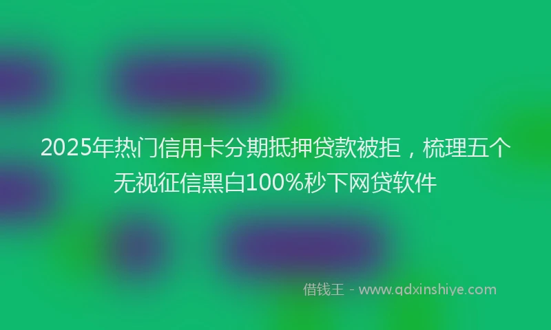 2025年热门信用卡分期抵押贷款被拒，梳理五个无视征信黑白100%秒下网贷软件