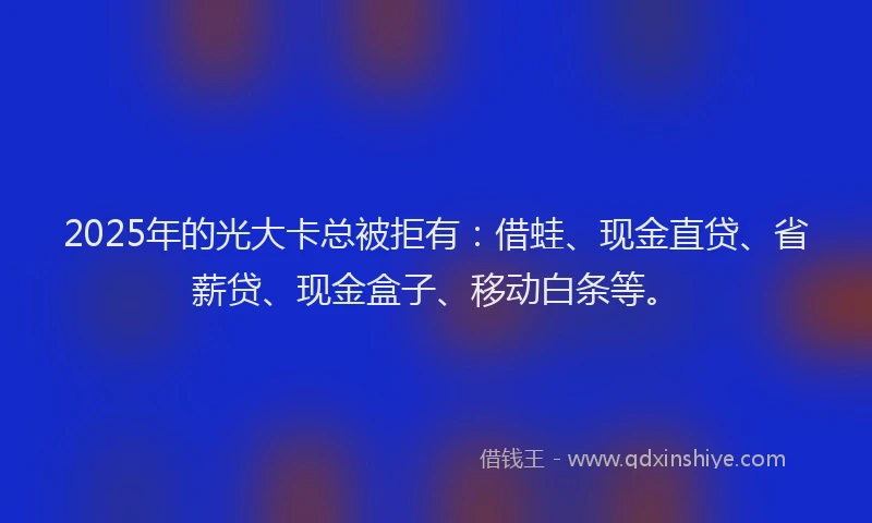 2025年的光大卡总被拒有：借蛙、现金直贷、省薪贷、现金盒子、移动白条等。