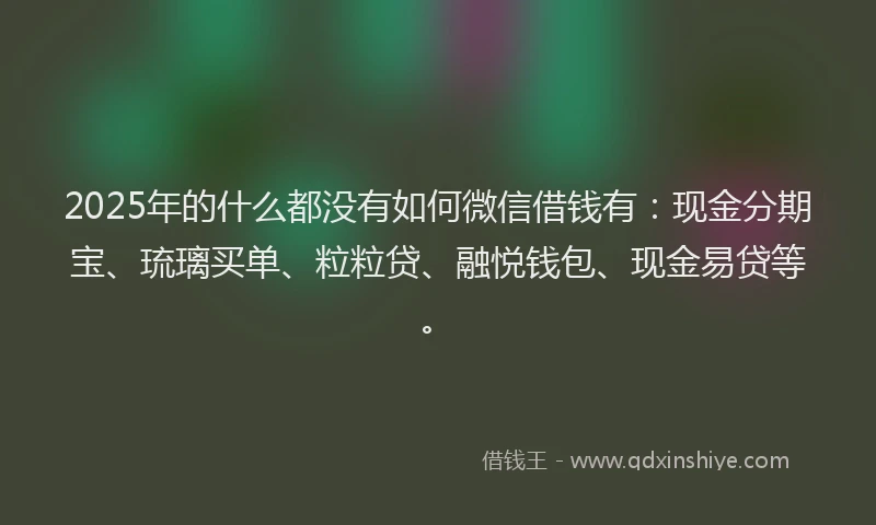 2025年的什么都没有如何微信借钱有：现金分期宝、琉璃买单、粒粒贷、融悦钱包、现金易贷等。
