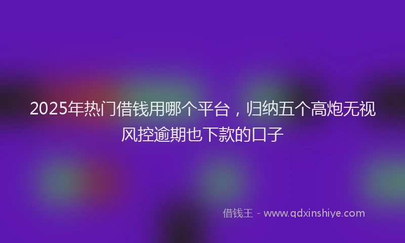 2025年热门借钱用哪个平台，归纳五个高炮无视风控逾期也下款的口子