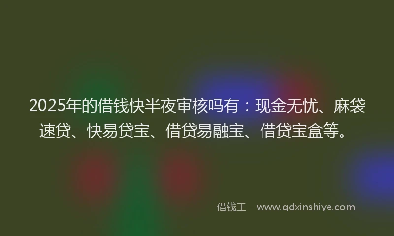 2025年的借钱快半夜审核吗有：现金无忧、麻袋速贷、快易贷宝、借贷易融宝、借贷宝盒等。
