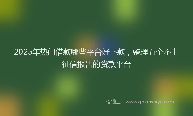 2025年热门借款哪些平台好下款，整理五个不上征信报告的贷款平台