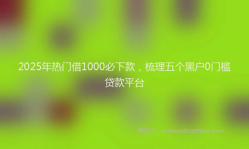 2025年热门借1000必下款，梳理五个黑户0门槛贷款平台