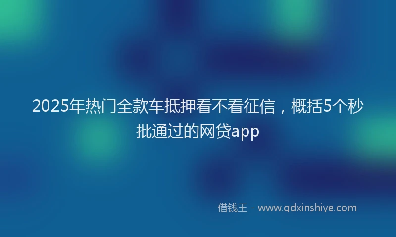 2025年热门全款车抵押看不看征信，概括5个秒批通过的网贷app