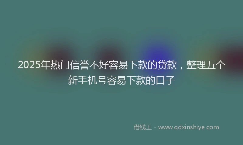 2025年热门信誉不好容易下款的贷款，整理五个新手机号容易下款的口子