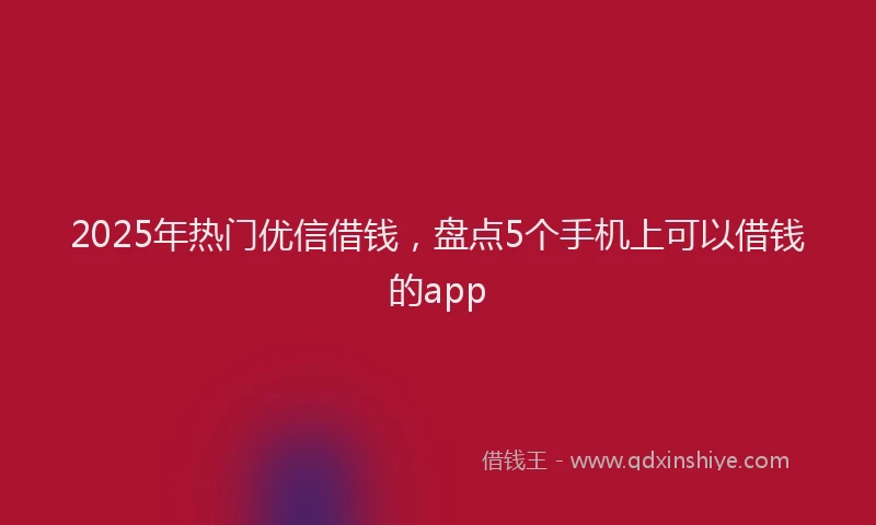 2025年热门优信借钱，盘点5个手机上可以借钱的app