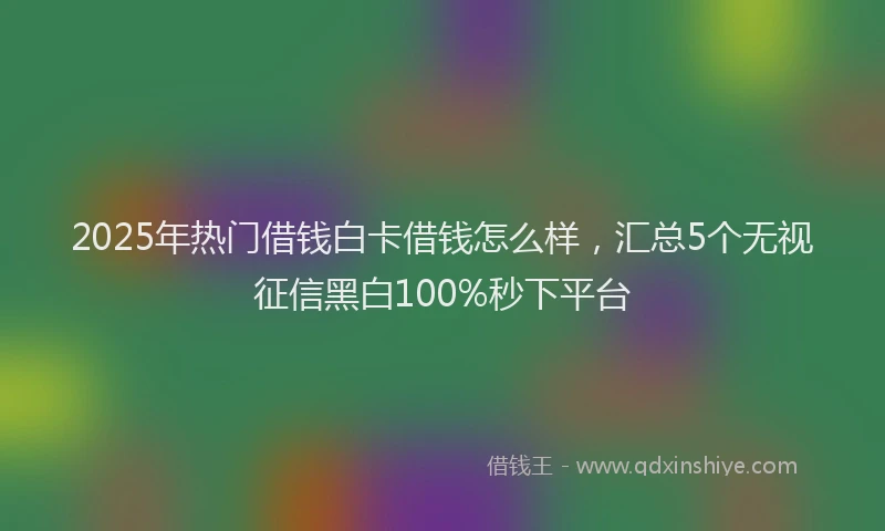 2025年热门借钱白卡借钱怎么样，汇总5个无视征信黑白100%秒下平台