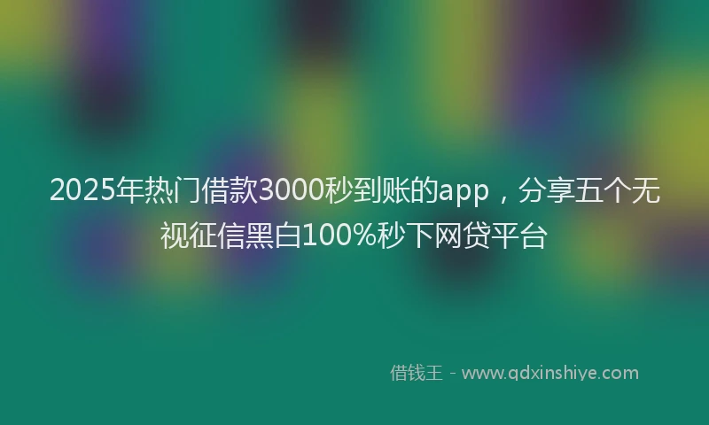 2025年热门借款3000秒到账的app，分享五个无视征信黑白100%秒下网贷平台