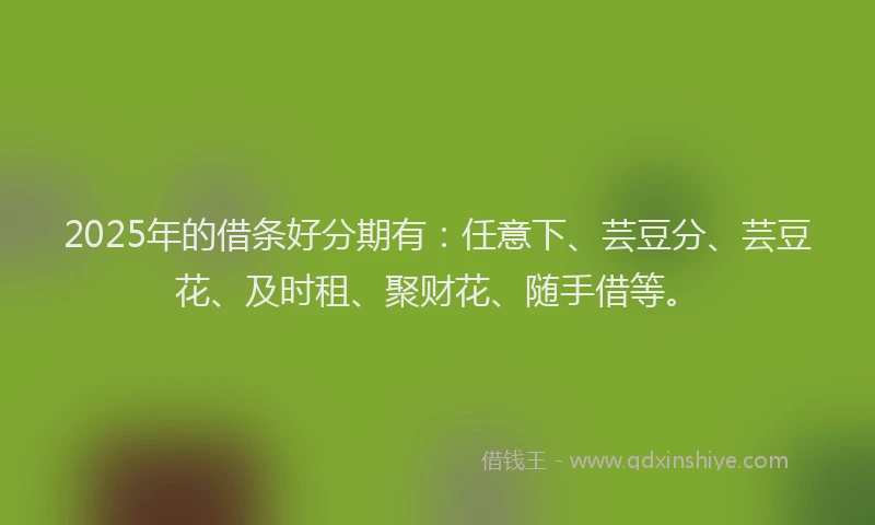 2025年的借条好分期有：任意下、芸豆分、芸豆花、及时租、聚财花、随手借等。