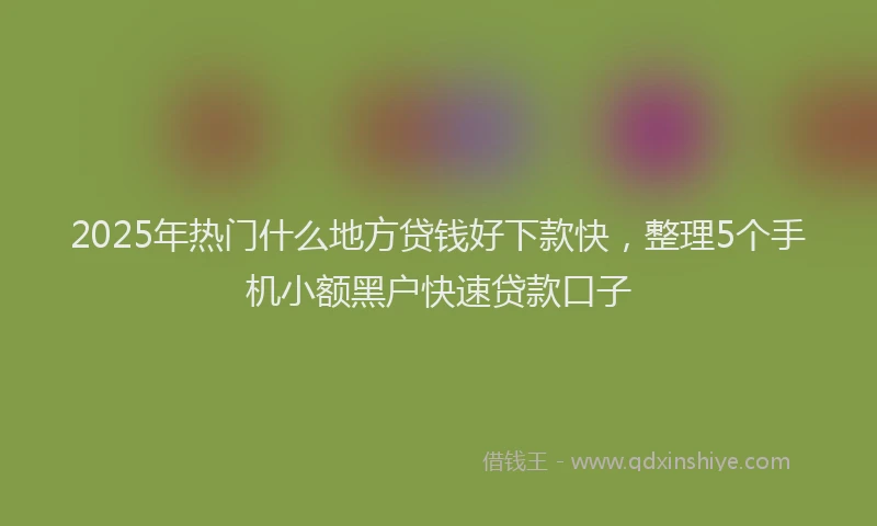 2025年热门什么地方贷钱好下款快，整理5个手机小额黑户快速贷款口子