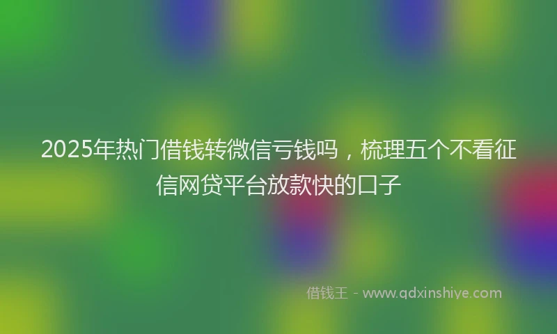 2025年热门借钱转微信亏钱吗，梳理五个不看征信网贷平台放款快的口子