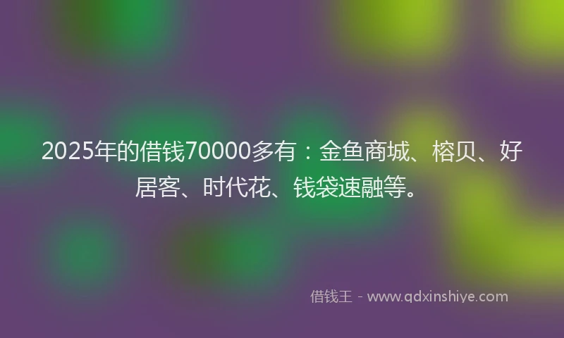 2025年的借钱70000多有：金鱼商城、榕贝、好居客、时代花、钱袋速融等。