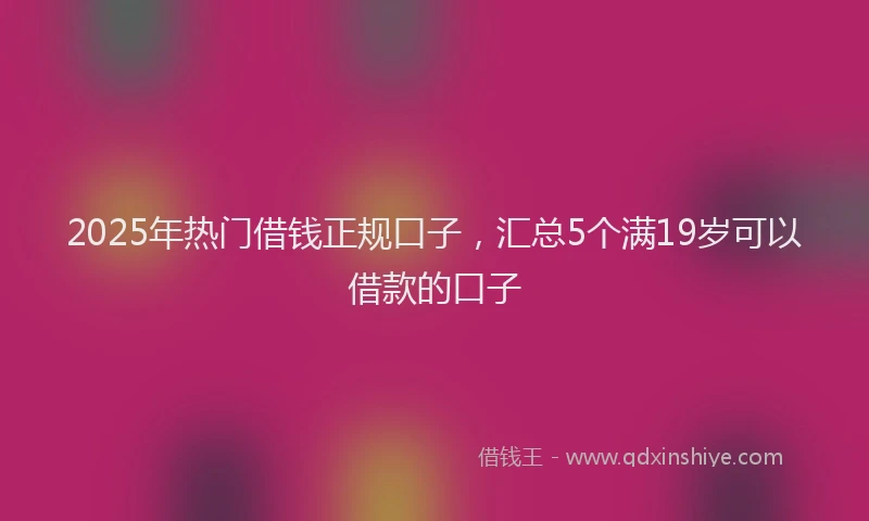 2025年热门借钱正规口子，汇总5个满19岁可以借款的口子