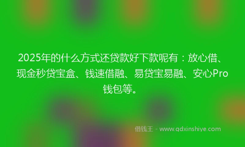 2025年的什么方式还贷款好下款呢有：放心借、现金秒贷宝盒、钱速借融、易贷宝易融、安心Pro钱包等。